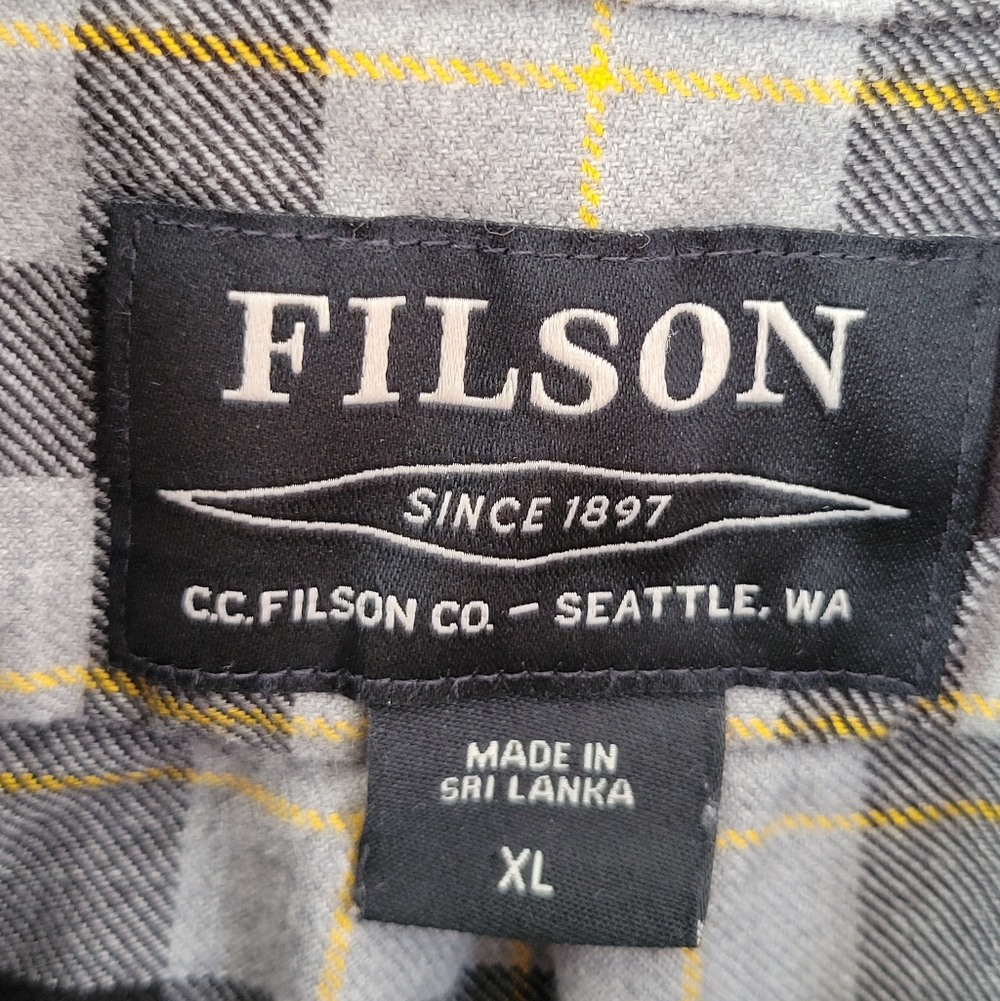 Filson Men's Plaid Shirt - Black and Gray - Picture 3 of 10